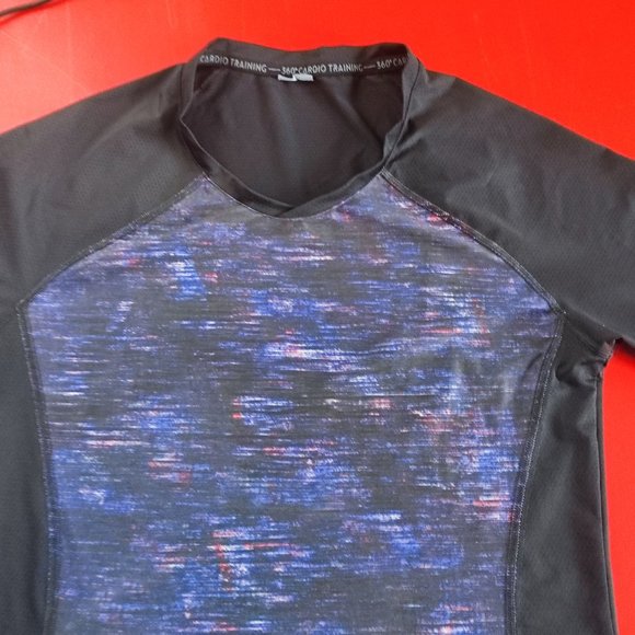 Domyos 360 degrees cardio training shirt blue black women's size M - Picture 2 of 5